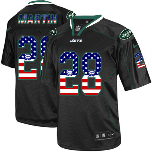 Men's Limited Curtis Martin Nike Jersey Black - #28 USA Flag Fashion NFL New York Jets